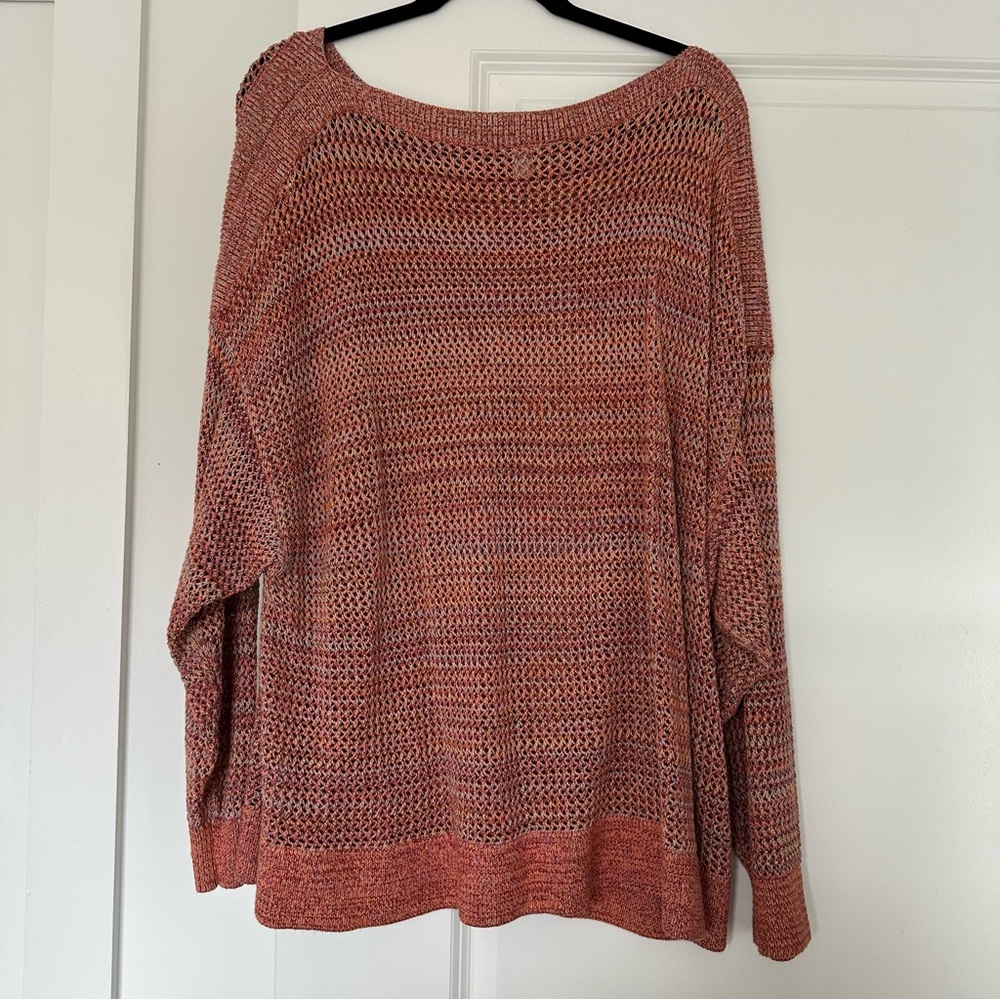 Old Navy (3X) Coral Pink Multicolor Knitted Crewneck Loose Fit Sweater - Picture 7 of 8